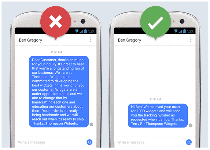 A long Facebook message versus a short Facebook message