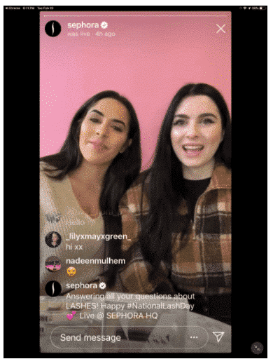 Sephora Instagram live stream