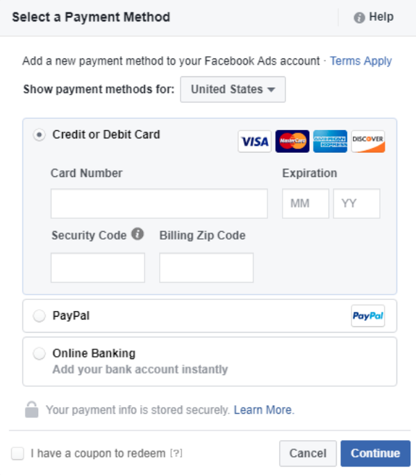 Facebook boost post payment