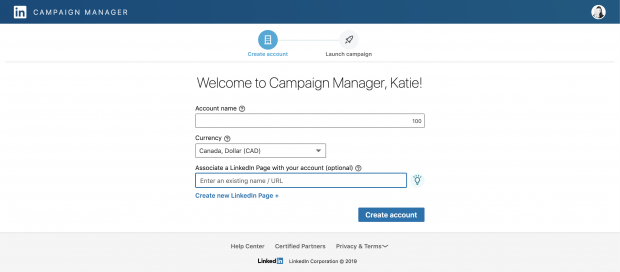 Tableau de bord du gestionnaire de campagne des annonces LinkedIn