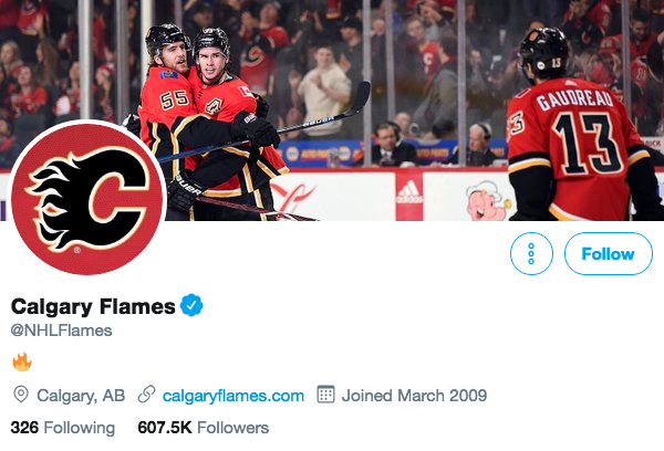 Bio sur Twitter pour les Flames de Calgary