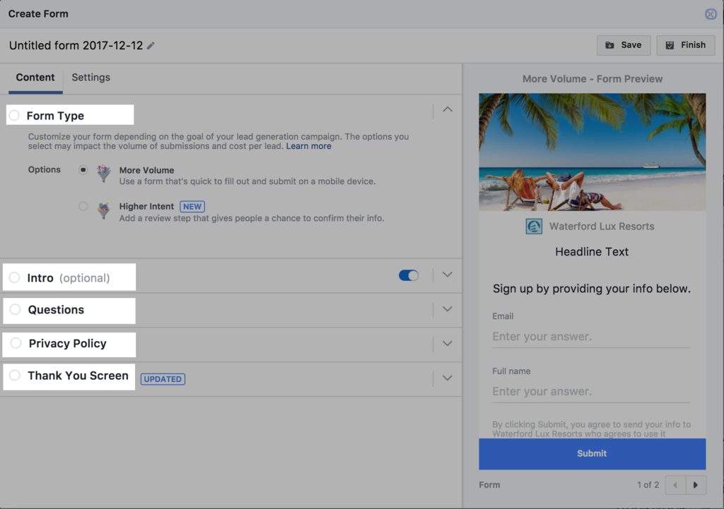 Facebook Lead Ad Forms Integration