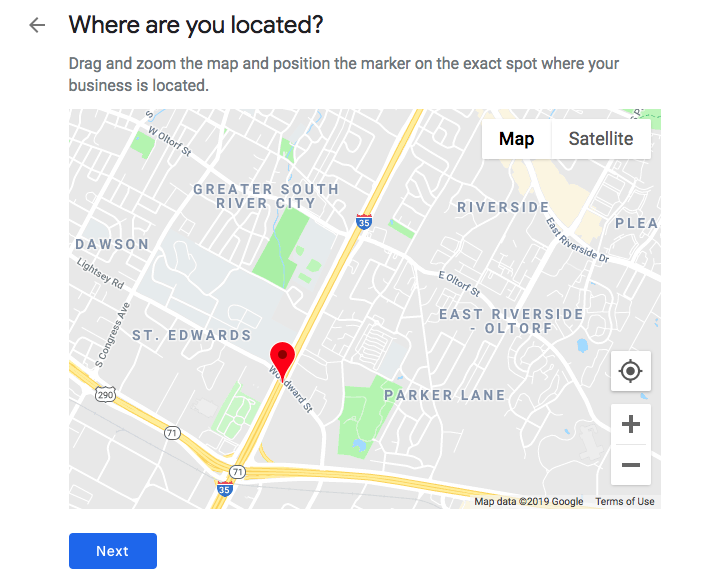 Ajout d'un emplacement exact à un profil Google My Business