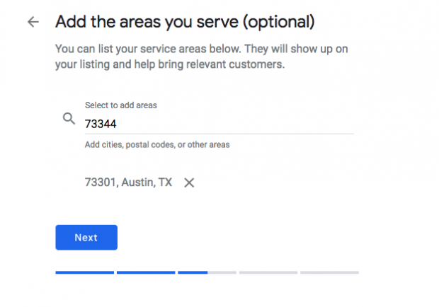 Delivery locations option on GMB set up