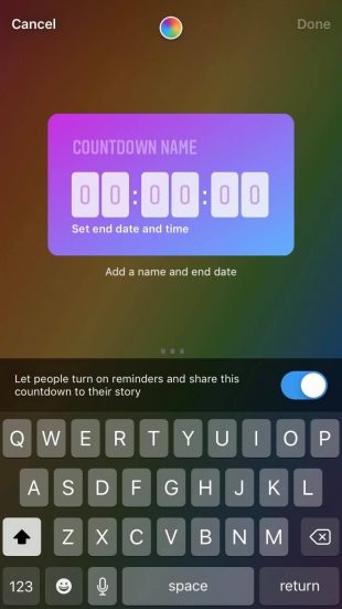 Autocollant de compte à rebours Instagram Stories