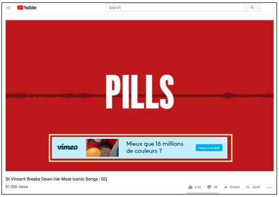 YouTube overlay ad example