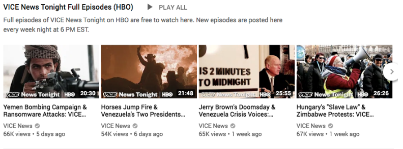 a series of Vice News Tonight videos