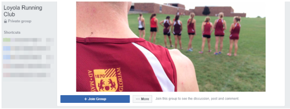  Image de la tête de groupe Facebook du Loyola Running Club 