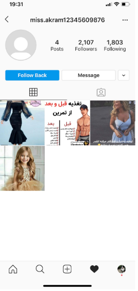 Instagram profile for a bot with only 4 pictures and 2,000 followers