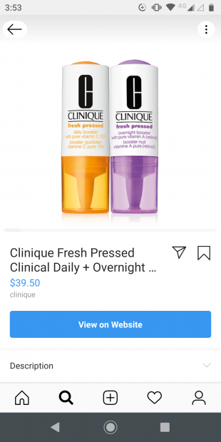 Clinique shoppable Instagram post