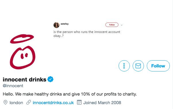 Twitter bio for Innocent Drinks