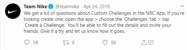 Nike tweeting about frequently asked questions