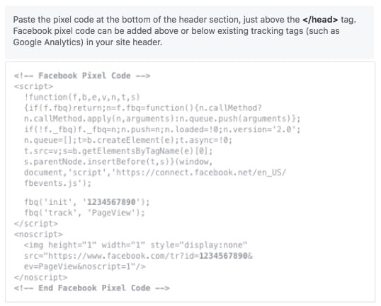 Facebook Pixel code