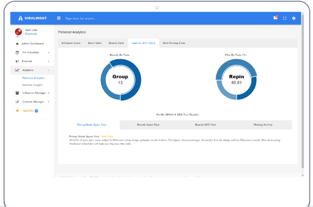 ViralWoot Pinterest analytics tool