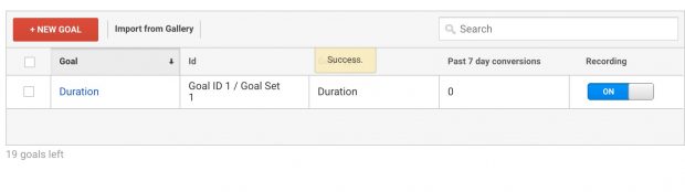 Completed goal set up view in Google Analytics