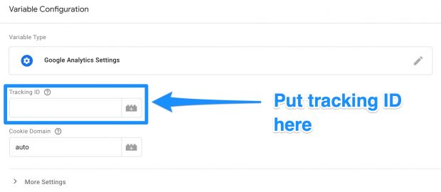 Field to input your Google Analytics Tracking ID