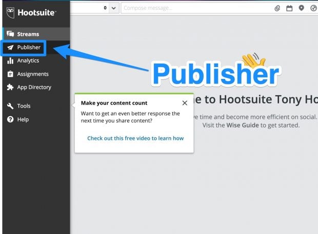 Publisher icon on Hootsuite