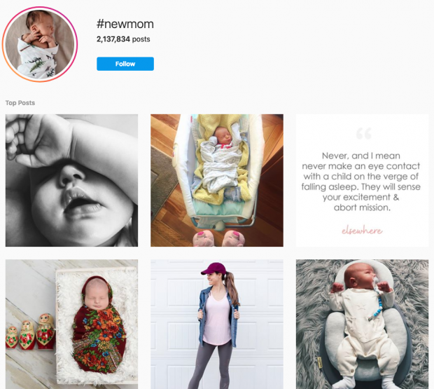 #newmom hashtag search result on Instagram