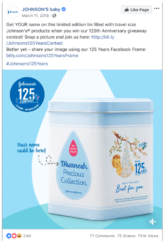 facebook contest by Johnson & Johnson