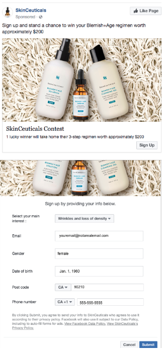 Facebook contest by Aveeno