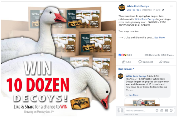 facebook contest by White Rock Decoys