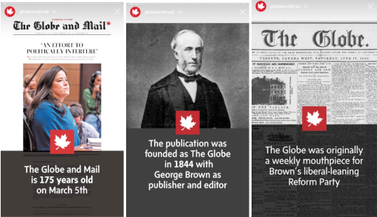 modèles d'histoires Instagram du Globe and Mail