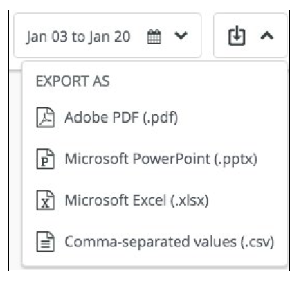 exporting data from a Hootsuite's social media reporting tool