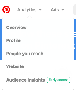 Menu déroulant Pinterest Analytics