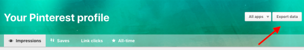Export data button on Pinterest Analytics