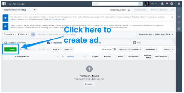 Facebook Ads manager