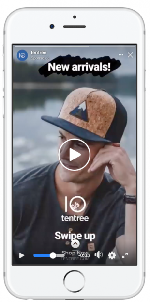 Histoires Facebook annonce Tentree