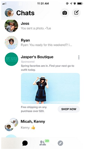 publicité facebook messenger