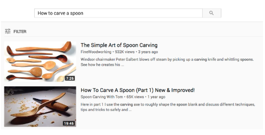 youtube video descriptions for spoon carving