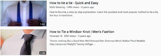 youtube video descriptions for how to tie a tie