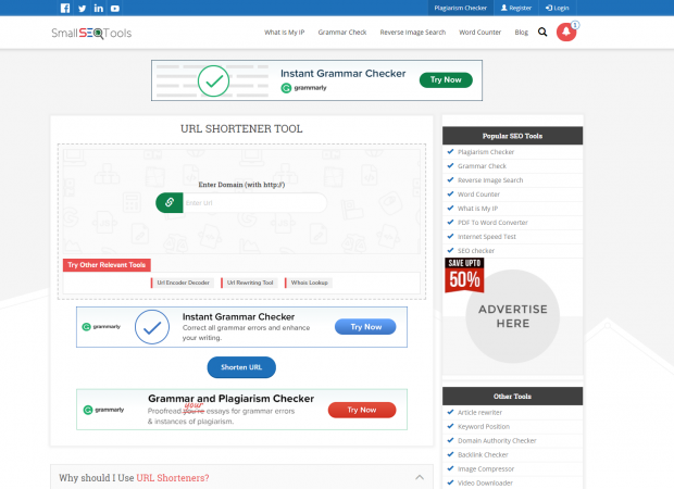 Small SEO Tools URL shortener