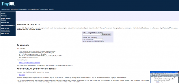 TinyURL link shortener