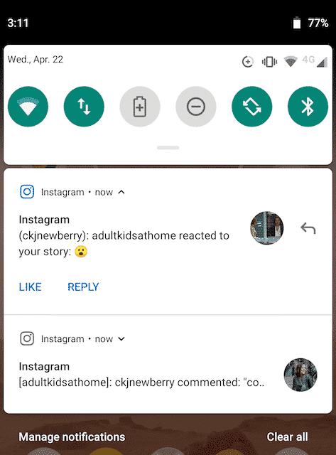 Instagram notification. - manage multiple Instagram accounts 