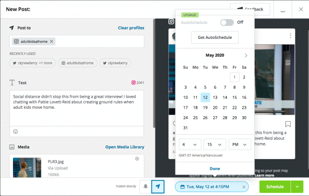 Hootsuite Autoschedule option