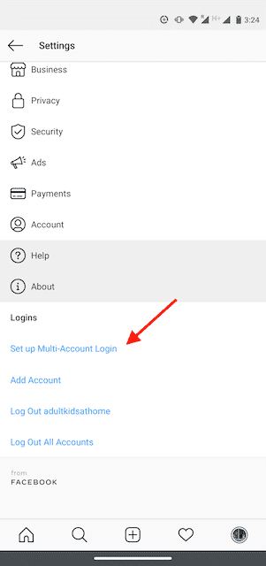 Option to "Set up Multi-Account Login" 