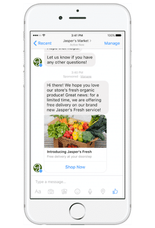 Facebook sponsored message