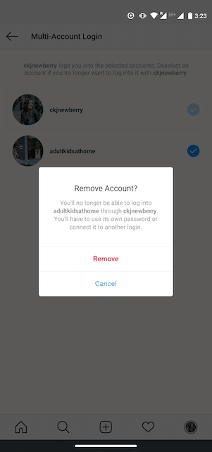 Option to remove an account