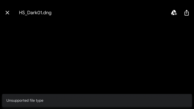 HS_Dark01.dng preview in Gmail showing error message "unsupported file type"
