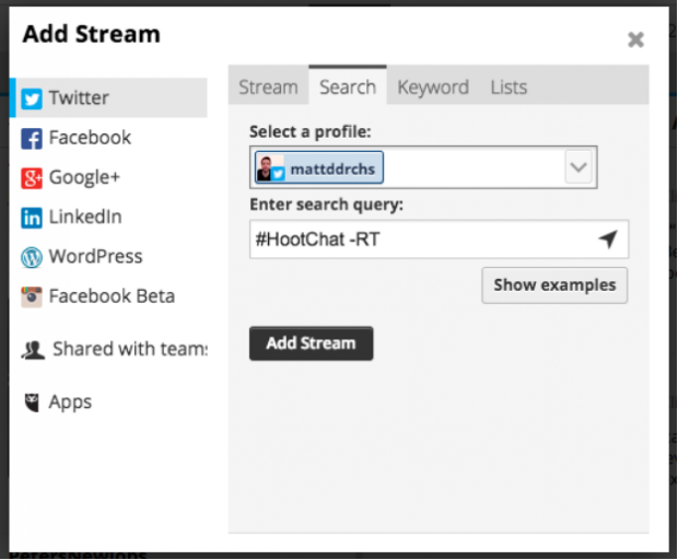 listening streams in Hootsuite