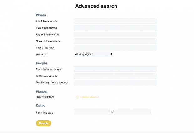 Twitter Advanced search
