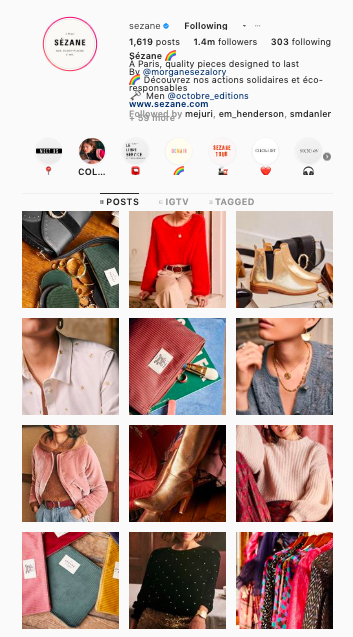 Sezane Instagram grid