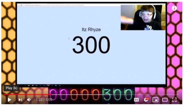 screenshot of YouTube video by Pandrew Panz reaching 300 subscribers