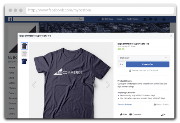 Big Commerce Facebook page app