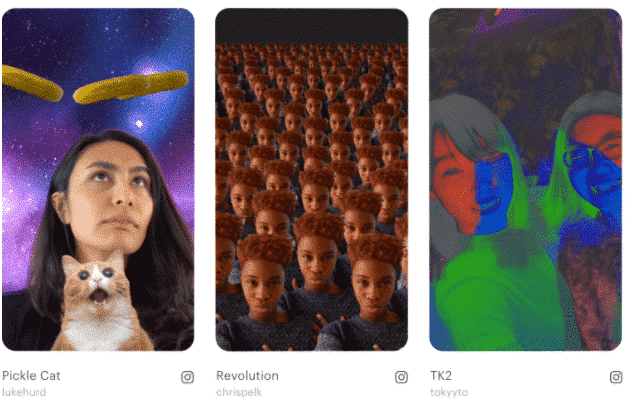 3 different Instagram Stories AR filters