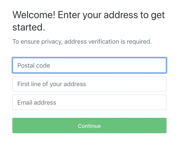 Entering postal code on Nextdoor account creation page