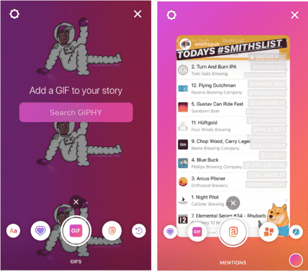 2 examples of Instagram Stories using Create mode